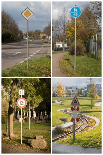 Verkehrszeichen im Erdboden